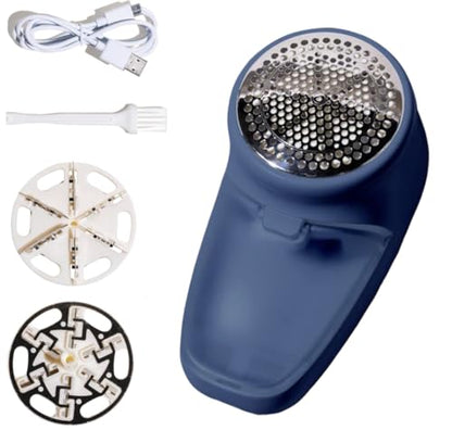 Nori Trim Fabric Shaver - Lint Remover for Clothes & Furniture Couch Pilling - Sweater Pill Remover - Clothes Shaver with 6 Precision Blades - Wireless and Rechargeable - Navy - color: Navy