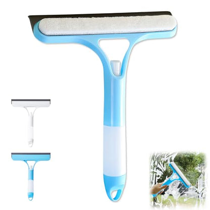 3 in 1 Window Cleaning Scraper,New 3 in 1 Window Cleaner,Squeegee and Scrubber with Spray, for Windows, Walls,Car Windshields, Bathrooms, Kitchens, All-Purpose Window Cleaner Tool (Blue) - color: Blue