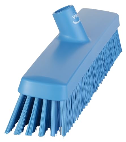 Vikan 31753 16" Heavy-Duty Push Broom, Soft/Stiff, Blue - color: Blue