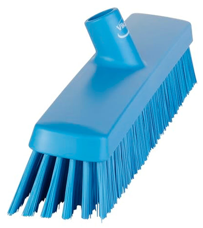Vikan 31753 16" Heavy-Duty Push Broom, Soft/Stiff, Blue - color: Blue