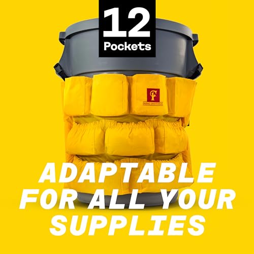 Trash Can Caddy Bag | Brute Compatible | Fits 32-55 Gallon Can | 12 Pockets | Heavy Duty Vinyl Construction Organizer for Cleaning & Janitorial Duties. (Pack of 3) - size: 3 Count (Pack of 1)