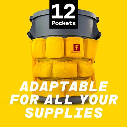 Trash Can Caddy Bag | Brute Compatible | Fits 32-55 Gallon Can | 12 Pockets | Heavy Duty Vinyl Construction Organizer for Cleaning & Janitorial Duties. (Pack of 3) - size: 3 Count (Pack of 1)