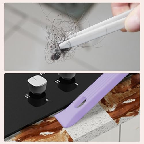 Cleaning Brush 3 in 1 360-degree Rotating Quick Drying Floor Scrubber with Hard Bristle Crevice Cleaning Brush for Kitchen, Bathroom, Pool (Purple)