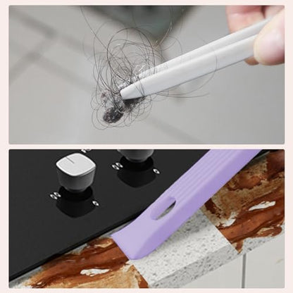 Cleaning Brush 3 in 1 360-degree Rotating Quick Drying Floor Scrubber with Hard Bristle Crevice Cleaning Brush for Kitchen, Bathroom, Pool (Purple)