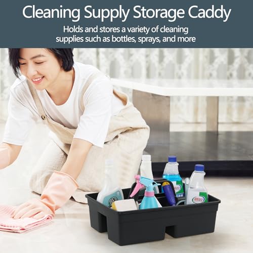 6-Pack 3 Compartment Plastic Cleaning Supplies Caddy with Handle | Cleaning Tool Organizer Storage Tote