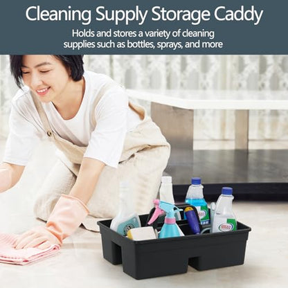 6-Pack 3 Compartment Plastic Cleaning Supplies Caddy with Handle | Cleaning Tool Organizer Storage Tote