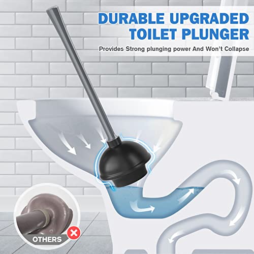 Toilet Plunger and Brush, Bowl Brush and Heavy Duty Toilet Plunger Set with Ventilated Holder, 2-in-1 Bathroom Cleaning Combo with Modern Caddy Stand for 5.7-inch Toilet Drain(Grey, 2 Set) - color: Gray