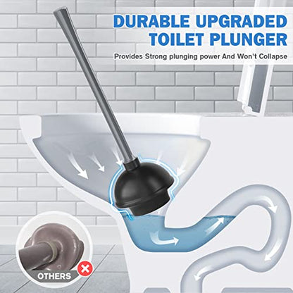 Toilet Plunger and Brush, Bowl Brush and Heavy Duty Toilet Plunger Set with Ventilated Holder, 2-in-1 Bathroom Cleaning Combo with Modern Caddy Stand for 5.7-inch Toilet Drain(Grey, 2 Set) - color: Gray