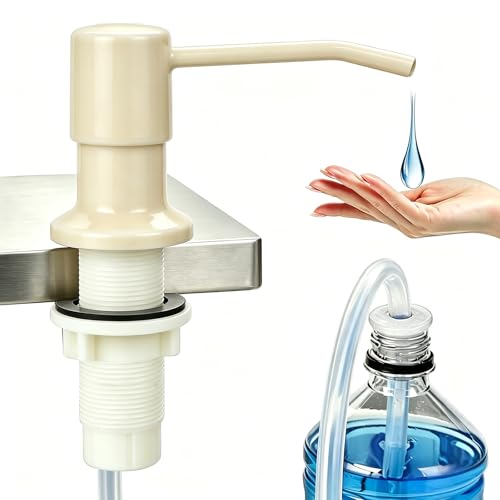 Soap Dispenser for Kitchen Sink, Built in Sink Soap Dispenser (Brushed Nickel), Countertop Soap Dispenser Pump with 47" Extension Tube kit, No Need to Fill Little Bottle Again (Beige) - color: Beige
