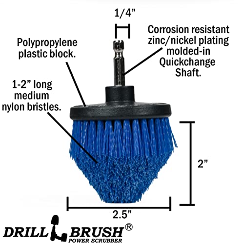 Aquatic All-Purpose Cleaning Brush Set - Medium Stiffness Blue Brushes - Long Reach Extension Attachment Kit - Aquarium Cleaning Products - Fish Tank Cleaner Brushes - Boat Scrub Brush - Hull Scrubber - color: Blue