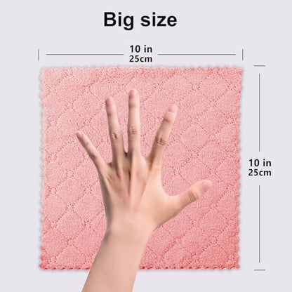 Gartmost 12-Pack Kitchen Cloth, Dish Towels, Microfiber Cleaning Cloths, Premium Coral Fleece Reuseable Fast Drying Cloths for Kitchen, Bathroom, Restroom and Household Cleaning Supplies, 10"×10"