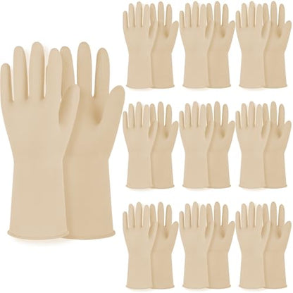 MAMISON 10 Pack Simple and Short Hands Gloves, Reusable Non-Slip Rubber Gloves Large Size - color: White
