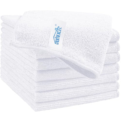 HOMEXCEL White Microfiber Cleaning Cloth, 8 Pack Cleaning Towels for Kitchen, Lint Free, Scratch-Free, Highly Absorbent, and Reusable Cleaning Rags for House, Window and Glass, Cars, 11.5 X11.5 inch - color: White