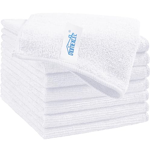HOMEXCEL White Microfiber Cleaning Cloth, 8 Pack Cleaning Towels for Kitchen, Lint Free, Scratch-Free, Highly Absorbent, and Reusable Cleaning Rags for House, Window and Glass, Cars, 11.5 X11.5 inch - color: White