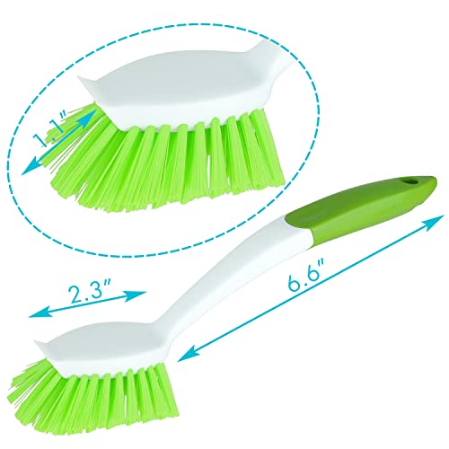 2-Pack Kitchen Green Scrub Brush for Cleaning Dishes Pots Pan Sink and Bathroom with Comfortable Long Handle - size: Dish Brushes
