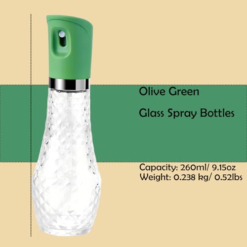Glass Spray Bottles(9.2oz/260ml), Refillable Spray Bottle for Cleaning, Skin Care, Planting, Showering Pets, Travel, Cleaning & Home (Green) - color: Green