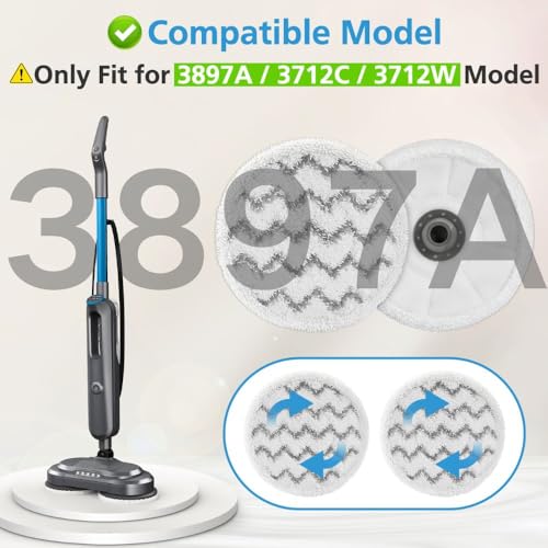 6 Pack 3897A / 3712 Rotating Steam Mop Pads Replacement for Bissell SpinWave SmartSteam Scrubbing Steam Mop Cleaner 【Models 3897A/3712 ONLY】, Washable Reuseable Refill Pads - color: 6 Pack(stripe)
