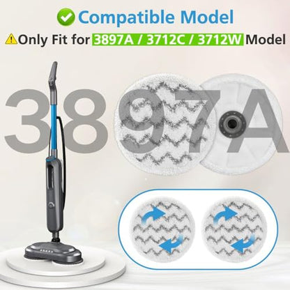 iSingo 6 Pack 3897A / 3712 Rotating Steam Mop Pads Replacement for Bissell SpinWave SmartSteam Scrubbing Steam Mop Cleaner 【Models 3897A/3712 ONLY】, Washable Reuseable Refill Pads - color: 2 Stripe+2 Grey+2 Orange