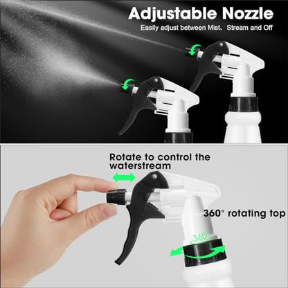 Rtteri 24 Pcs 16 Oz Plastic Spray Bottle for Cleaning Solutions Bulk Empty and Reusable Leak Proof Spraying Bottles for Cleaning, Water, Auto Details, Commercial, Bathroom(Black, White) - color: Black, White