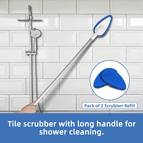 Qaestfy Pack of 2 Scrubber Pad Refill Compatible with QAE008 Shower Bathtub Tub and Tile Scrubber Cleaning Brush with Long Handle Model QAE009