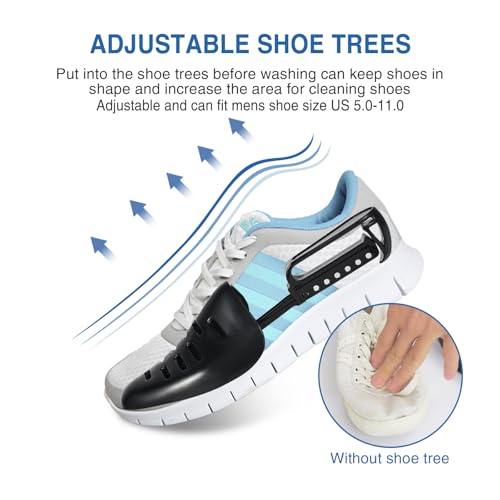 Teletrogy Shoe Washing Bag for Washing Machine, Fluffy Fibers Keep 360° Wrap-around Cleaning, Adjustable Shoe Trees, Durable Hidden Zipper Reusable Laundry Bag for Sneaker Gym Shoes White - color: White