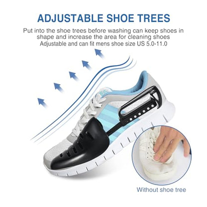 Teletrogy Shoe Washing Bag for Washing Machine, Fluffy Fibers Keep 360° Wrap-around Cleaning, Adjustable Shoe Trees, Durable Hidden Zipper Reusable Laundry Bag for Sneaker Gym Shoes White - color: White