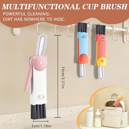 3 in 1 Cup Lid Cleaning Brush, Multifunctional Crevice Gap Cleaner for Tumbler Water Bottle Lid, Deep Clean Tool for Home Kitchen, Red Blue White（3 PCS） - color: Red, Blue, White(bear)