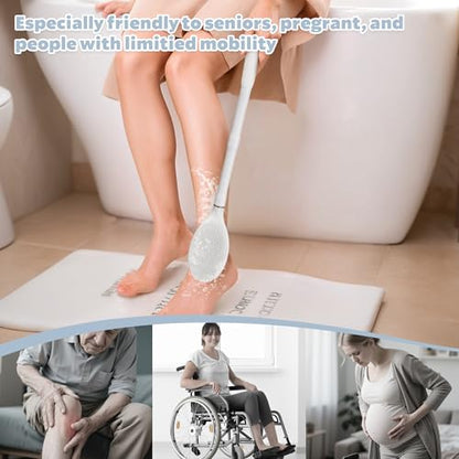 New Foot Brush & Back Scrubber Set 2PCS, 10.2''- 27.5'' Adjustable Foot Scrubber for Shower, 18.9'' Shower Back Scrubber with 3-Length Usage, Great Aid for People with Limited Mobility(White) - color: White Set