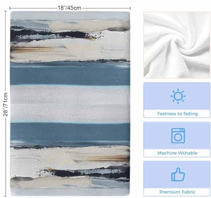 Blue Beige Black Kitchen Towels Set of 2, Ultra Absorbent Dish Towels Quick Drying Microfiber Hand Towel Decorative Modern Oil Painting Art Tea Towel Dishcloths for Kitchen Cleaning 18"x28" - size: 2 Pack