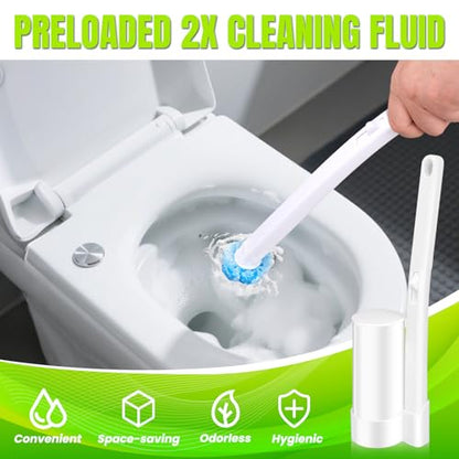Disposable Toilet Brush, Extended Handle with 12 Cleaner Refills Toilet Brush for Toilet Bowl Cleaners, Bathroom Cleaning - size: 1 Brush+12 Refills