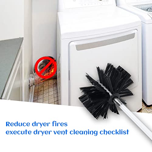 HOKLNUSE Dryer Vent Cleaner Kit Chimney Sweep Cleaning Tools Pellet Stove Cleaner Kit Air Dryer Duct Fireplace Brushes for Easy Lint Cleaning with 4" and 6" Brush Heads (Medium Duty, 30Feet) - color: Medium Duty, size: 30Feet