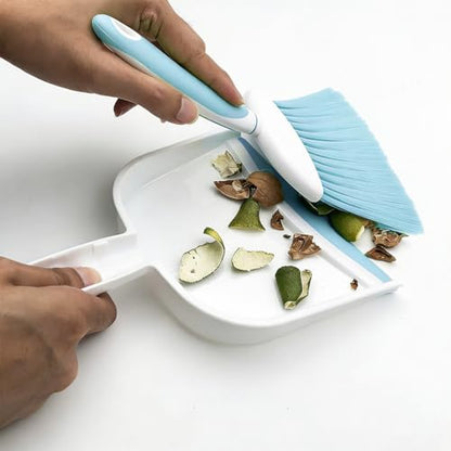 Broom Dustpan Brush Small Dust pan: Small Broom and Dustpan Set Mini Dust pan and Brush Set for Desk, Home, Camping Tent. (Light Blue) - color: Light Blue, size: 1pcs