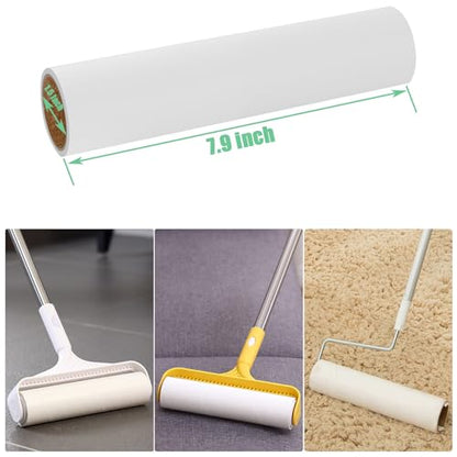 7.9 inch Lint Roller Refills Only, Extra Sticky Tape Roller Refills for Large Floor Lint Roller 7.9'' Width Sticky Roller Replacment Refill Pack of 5 Rolls, Total 300 Sheets (7.9'' Wide) - size: 7.9'' Wide (Pack of 5, Total 300 Sheets)