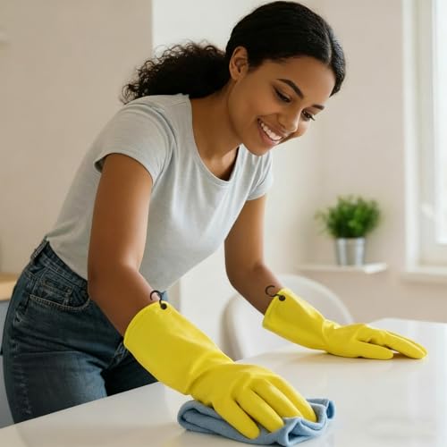 Dishwashing Rubber Gloves for Cleaning – 4 Pairs Kitchen Gloves with Handing Hooks Washing Dishes Household Glove - Small - size: Small