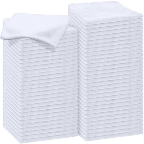 Nuenen Microfiber Cleaning Cloths for Cars 16 x 16 Inch Ultra Absorbent Car Towels Drying Reusable Cleaning Supplies House Kitchen Window Microfiber Towel(White,60 Pcs) - color: White