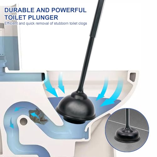 CELOX 2 Sets Black Toilet Brush and Plunger Set for Bathroom Heavy Duty - color: Shiny-black