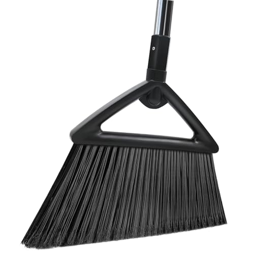 Heavy Duty Commercial Broom,Upgraded Angle Brooms for Sweeping Indoor and Outdoor,Perfect Black Broom of Kitchen,Garage - color: 1 * Black