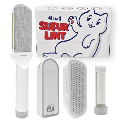 SufurLint 4-in-1 Pet Hair Remover & Couch Cleaner - Multi-Functional Cat Fur Removal Roller, Reusable Lint Roller for Furniture and Clothing, Reusable, eco-Friendly Remover