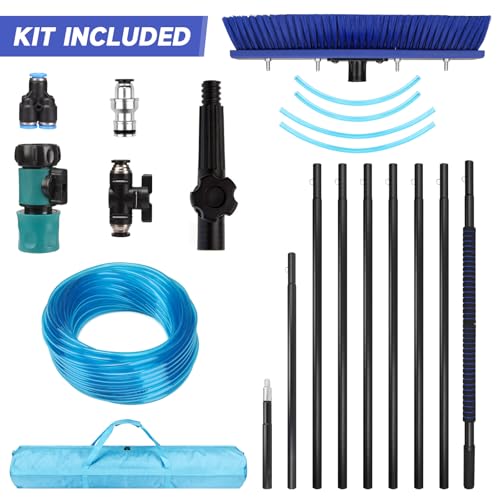 40FT Water Fed Pole Kit, Window Solar Panel Cleaning Brush and Pole, Window Washing Equipment Solar Panel Roof Glass Cleaner Tool - size: 40 ft
