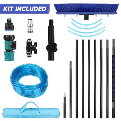 40FT Water Fed Pole Kit, Window Solar Panel Cleaning Brush and Pole, Window Washing Equipment Solar Panel Roof Glass Cleaner Tool - size: 40 ft