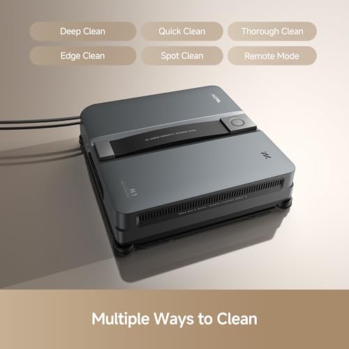 Mova N1 Window Cleaning Robot, Compact Dual-Spray Window Cleaner, 8000Pa Suction, 12-Level Safety Protection, Intelligent Path Planning, 6 Cleaning Modes, for Windows Glass Tiles & Marble, Black - color: Black