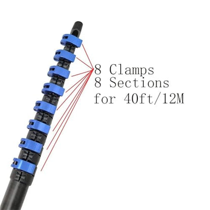 40FT Carbon Fiber Telescopic Water Fed Pole For Window Cleaning (12Meter/metal Lever）(Carbon 24T)