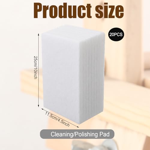 20 Pieces White Scrubbing Pad Non Scratch Scouring Pads Non Woven Scouring Sponge Multipurpose Abrasive Multi Surface Scrubber for Cleaning Polishing Home(4.5 x 9.8 Inch) - size: 4.5 x 9.8 Inch