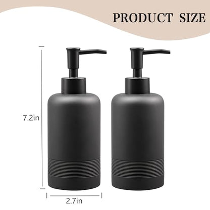 YMXYJM 2pcs/Set Hand Soap Dispenser Sets - 10.8oz Refillable Resin Liquid Soap Dispensers with Rust-Proof Pump for Bathroom Countertop or Kitchen, Classic Black - color: Black