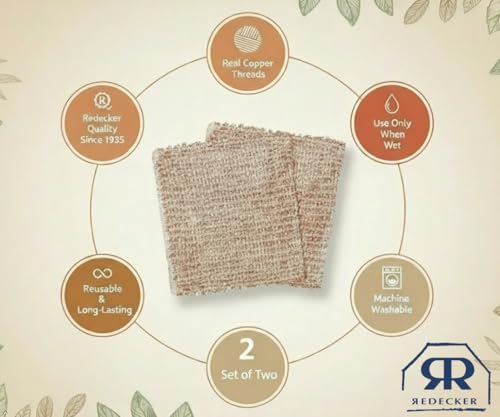 Redecker Copper Cleaning Cloth, XL Size – Large Non-Scratch Scrubber for Pots, Pans, Grill & Kitchen Surfaces – Reusable Copper Cloth for Heavy Cleaning, Made in Netherlands - size: X-Large - 10 x 10 inches