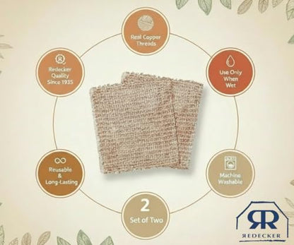 Redecker Copper Cleaning Cloth, XL Size – Large Non-Scratch Scrubber for Pots, Pans, Grill & Kitchen Surfaces – Reusable Copper Cloth for Heavy Cleaning, Made in Netherlands - size: X-Large - 10 x 10 inches