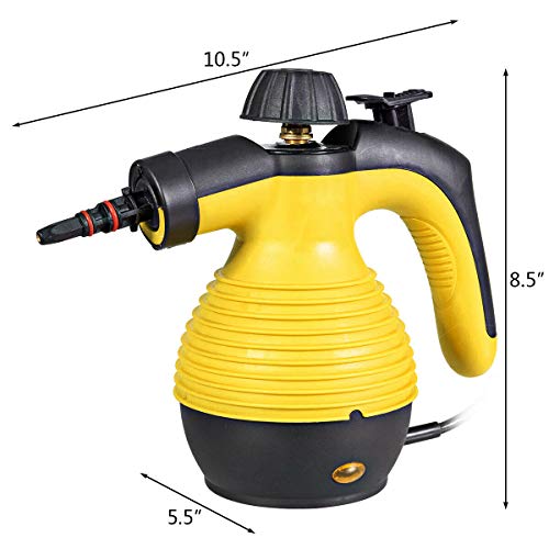 Goplus Handheld Pressurized Steam Cleaner, Multi-Purpose Steamer, Steam Iron, 1050W, W/Attachments(Yellow)