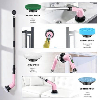 Rechargeable Cordless Rotating Cleaning Brush, Handheld Electric Household Scrub Brush for Bathroom, Shower, Bathtub, Tile and Multiple Home Surfaces