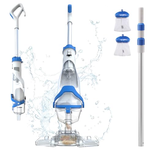 Cordless Pool Vacuum for Above Ground & Inground Pools, Consciot Handheld Rechargeable Pool Cleaner, 1110 GPH Suction, Telescopic Pole up to 87.5", 75Min Runtime, See-Through Head for Debris & More