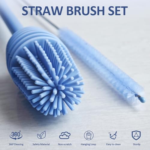 2 in1 Water Bottle Brush with Straw Brush, Cleaning Brush Set